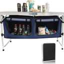 Camp Field Camping Folding Aluminum Table with Adjustable Legs for Outdoor Travel Beach, Backyards, BBQ, Party and Picnic Foldable Table