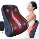 Lumbar Support Pillow for Office Chair, Heated Back Support Pillow with Vibration, Back Massage for Pain Relief, at Home Office Car Sofa, 3 Heating Levels & 4 Motors & 3 Intensities, Gifts