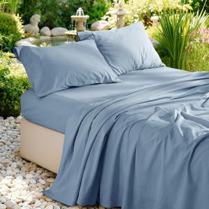 100% French Pure Linen Sheets Queen Size, Breathable, Soft and Durable Pure Linen Sheets, Anti-Tear Linen Bed Sheets, 16 Inch Deep Pocket - 4 PC (Dusty Blue,Queen)