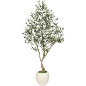 FEELEAD 7FT Faux Olive Tree with Large Planter, Artificial Plant for Decor