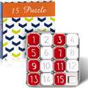 4 Pack Metal Number Slide 15 Puzzle Red and White Number Sliding Puzzle Educational Pocket Funny Christmas Iq Game Gift for Teens and Adults, Ideal for Learning Tool Party Favors