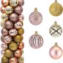 Amooca 45pc 2.36'' Christmas Ball Ornaments Xmas Tree Hanging Decoration for Festival Party Home Holiday Wedding Decors Shatterproof Plastic Balls Rose Gold & Gold