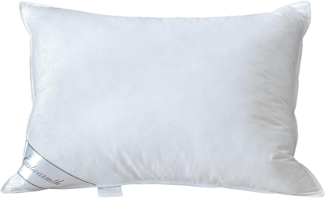 Goose Feathers Down Pillow for Sleeping,Hotel Collection Queen Size Soft Bed Pillow,100% Cotton Cover Queen Size (20X30IN) 1 Pack (White)