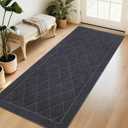 BEQHAUSE Dirt Trapper Door Mat 32" x 72", Doormat Non-Slip Entryway Rugs Washable, Dog Door Mat Stain Resistant and Absorbent Welcome Floor Mat for Front Back Door, Mud Wet Shoes & Paws, Dark Grey