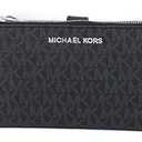 Michael Kors Women's Jet Set Travel Double Zip Wristlet, Black/Silver Hardware, Medium