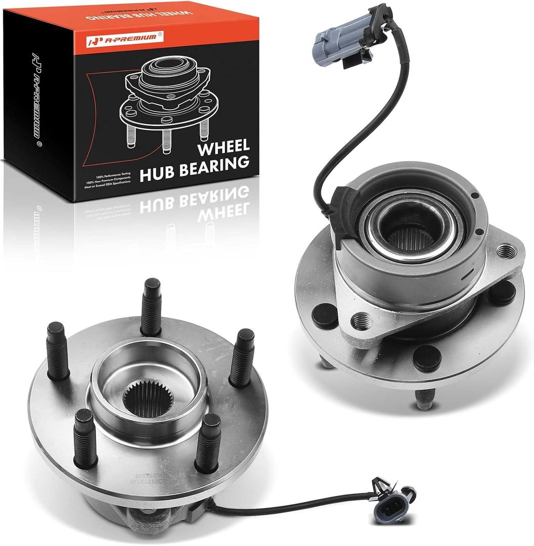 A-Premium 2 x Front Wheel Bearing and Hub Assembly with ABS & 5-Lug Compatible with Chevrolet HHR 06-11, Cobalt 05-10, Pontiac G5 07-09, Pursuit 05-06, Saturn Ion 03-07