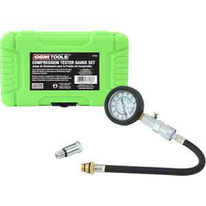 OEMTOOLS 37138 Compression Tester Gauge Set, Compression Tester Automotive, Engine Compression Tester with Flexible Hose, 14mm and 18mm Adapters