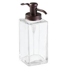 Clear Glass Liquid Soap Dispenser With A Bronze-Finished Pump