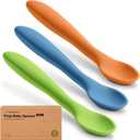 KeaBabies Silicone Baby Spoons, Self Feeding 6-12 months - 3-Pack Baby Weaning Eating Utensils, Toddler First Food Training Spoon, Infant, Kids Feeding Supplies Essential Set, Dishwasher-safe (Kea)