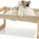FUKUMARU Dog Bed, Large Breathable Elevated Cat Hammock, Wooden Cat Beds for Outdoor and Indoor, 21 Inch Raised Pet Beds Suitable for Cats, Puppy, Bunny and Small Animal