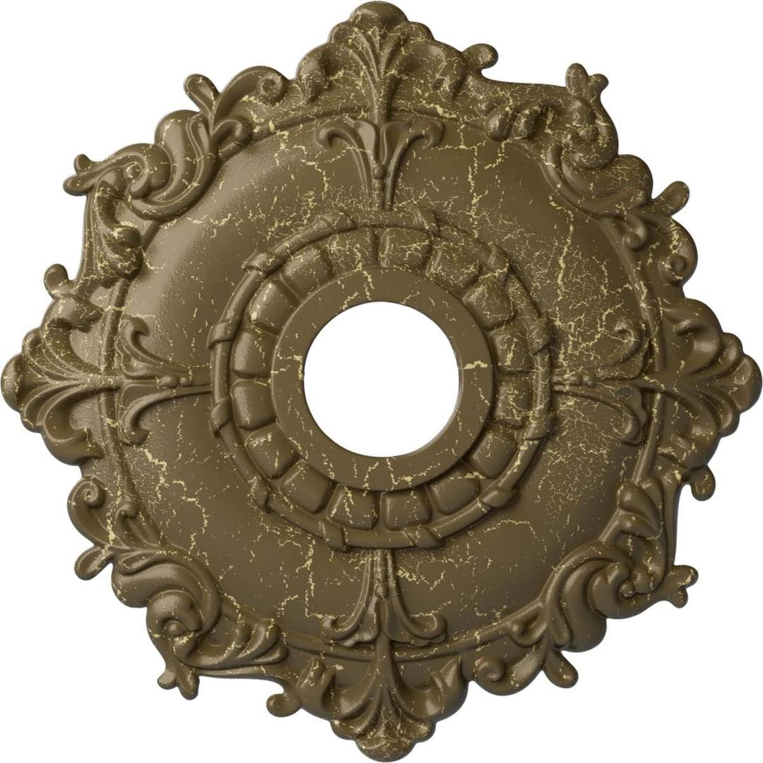 Ekena Millwork CM18RLSTC Riley Ceiling Medallion fits Canopies up to 4 5/8, Smokey Topaz Crackle