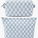 2 Pieces Makeup Bag Large Checkered Cosmetic Bag Capacity Canvas Mix Travel Toiletry Bag Organizer Cute Makeup Brushes Aesthetic Accessories Storage Bag for Women, Checkered Mix Blue
Amazon's