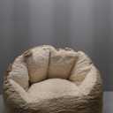 MOMCAYWEX Cute Soft Bean Bag Chair for Kids with Fluffy Bear Ears, Cozee Fluffy Lazy Chair for Up to 10 Years Old Girls and Boys