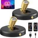 Spot Lights Indoor RGB Spotlight: Rechargeable Color Changing Wireless Uplights Indoor - Plants Tree Artwork Model Picture Display Accent Lighting for Home Decor Homeowners (2 Pack (RGB))