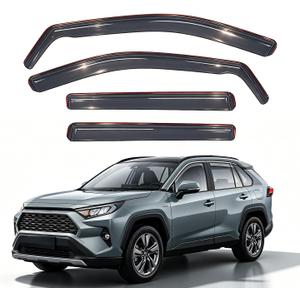 Durable in Channel Rain Guards Fit for 2019 2020 2021 2022 2023 2024 2025 RAV4 Extra Accessories,Smoke Tinted Side Window Wind Deflectors,Vent Window Visors,Acrylic(4pcs Set)