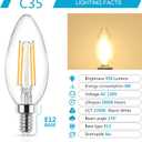 Ascher E12 Candelabra LED Light Bulbs 60 Watt Equivalent, Warm White 2700K, Non-Dimmable, 550 Lumen, Clear LED Filament Candle Bulbs, Pack of 10