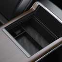 BASENOR Upgraded 2022-2025 Tesla Model S Model X Center Console Organizer Tray(Carbon Edition), Armrest Storage Box for Model S/Model S Plaid Model X/Model X Plaid Interior Accessories