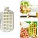 Ice Cube Trays for Freezer, 2 In 1 Ice Cube Tray Water Bottle with Lid and Bin, New Vertical Tray with Lid for Freezer, Easy Ice Release for Freezer (White, 800ml+18 Grids)