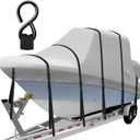 1400D Heavy Duty T-Top Boat Cover with Metal Buckles, 22-24ft Trailerable T Top Hard Top Boat Cover, Marine Grade TTOP Boat Storage Cover, Waterproof Center Console Boat with T TOP Roof, Gray