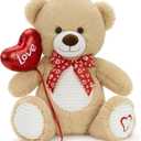 15" Valentine's Day Teddy Bear - Cuddly Teddy Bear Stuffed Animal with Balloon & Love Embroidery, Perfect Couples' Gift