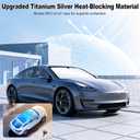 Car Windshield Sunshade Universal Sun Visor Front Window Shades, Foldable Reflective Fits for Model 3/Y 2016 to 2026 (55.9" x 37.4")