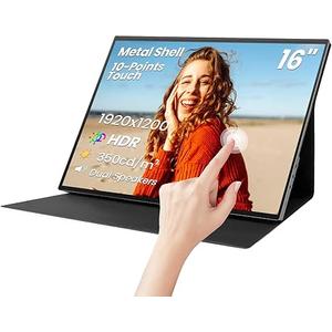 16 Inch Touchscreen Portable Monitor, HDR10, Metal Shell Travel Screen with Smart Cover and Speakers, IPS 1920x1200P External USB-C HDMI Secondary Touch Display for Laptop/PC/Game Console/Phone 16 Inch Touchscreen Portable Monitor, HDR10, Metal Shell Travel Screen with Smart Cover and Speakers, IPS 1920x1200P External USB-C HDMI Secondary Touch Display for Laptop/PC/Game Console/Phone