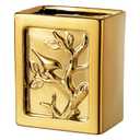 Gold Bathroom Trash Can,Luxury Ceramic Hand Carved Decor Garbage Can,1.32 Gallon/5 Liter Stylish Small Waste Basket for Bathroom,Office,Party,Room