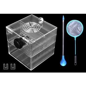 Magnetic Fish Breeder Box for Aquarium Tank Isolation Box Acclimation Hatchery breeding Incubator for Guppy Baby Betta Saltwater Clownfish Coral Anemones Aggressive or Injured Fish (4.7 Inch Square with 2 Dividers)