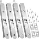 4 Pack 7 Inch Flush Bolt for Double Door, Heavy Duty Chrome Plating Flush Latch Bolts, French Lock for Opening and Composite Wood Double Dummy Door (Chrome Plating Color)