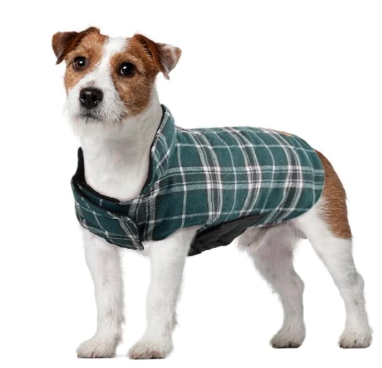 Kuoser Waterproof Dog Coat, Reversible Dog Jacket for Large Dogs, Adjustable Durable Doggie Winter Coat for Groowing Puppies Warm Puppy Cold Weather Apparel, Green L (Large (Pack of 1)