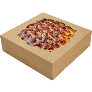 30 Pack Pie Boxes with Window 10x10x3 in Bakery Boxes Perfect for Pies, Cheesecake, Cookies, Muffins and Chocolate Covered Strawberries (Brown)