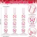 3 Pcs Valentine's Day Candlestick Holder Pink Heart Glass Taper Candle Holders Valentines Home Indoor Decor Table Centerpieces Dinner Party Valentines Galentine Wedding Home Decorations