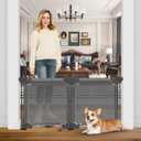 Punch Free Freestanding Pet Gate Indoor 2 Panel 24" Tall x 40" Wide Rent Friendly Child Gates for Doorways with Suction Cup Folding Mesh Dog Gate Stair Gates for Kids or Pets No Drilling Pet Fence (Gray)