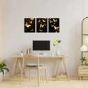3 pieces Abstract Gold Butterfly Paintings Mimimalist Canvas Wall Art Flower Pattern Pictures Artwork Framed for Bathroom Living Room Bedroom Dining Room Kitchen Home Office Wall Decor