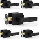 Estmoon 5 Pack Matte Black Door Handles Interior Door Knobs, Home Improvement Keyless Privacy Door Lock, Heavy Duty Zinc Alloy 2.07 lb Door Lever set for Bedrooms Bathrooms