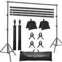 10x6.5ft Backdrop Stand Kit, Heavy Duty Adjustable Photography Stand with Clamps & Carry Bag for Wedding, Live Streaming (BJJ 2x3M)