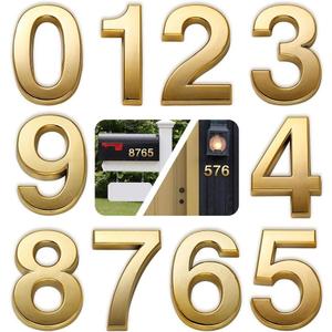 Mailbox Numbers, 2 Inch Door Address Numbers Stickers for Apartment/Office/Home Room, Golden Shinny, Pack of 1 Set, 10 Pcs 3D numbers.(2" 10 Pack (0-9), Brass)