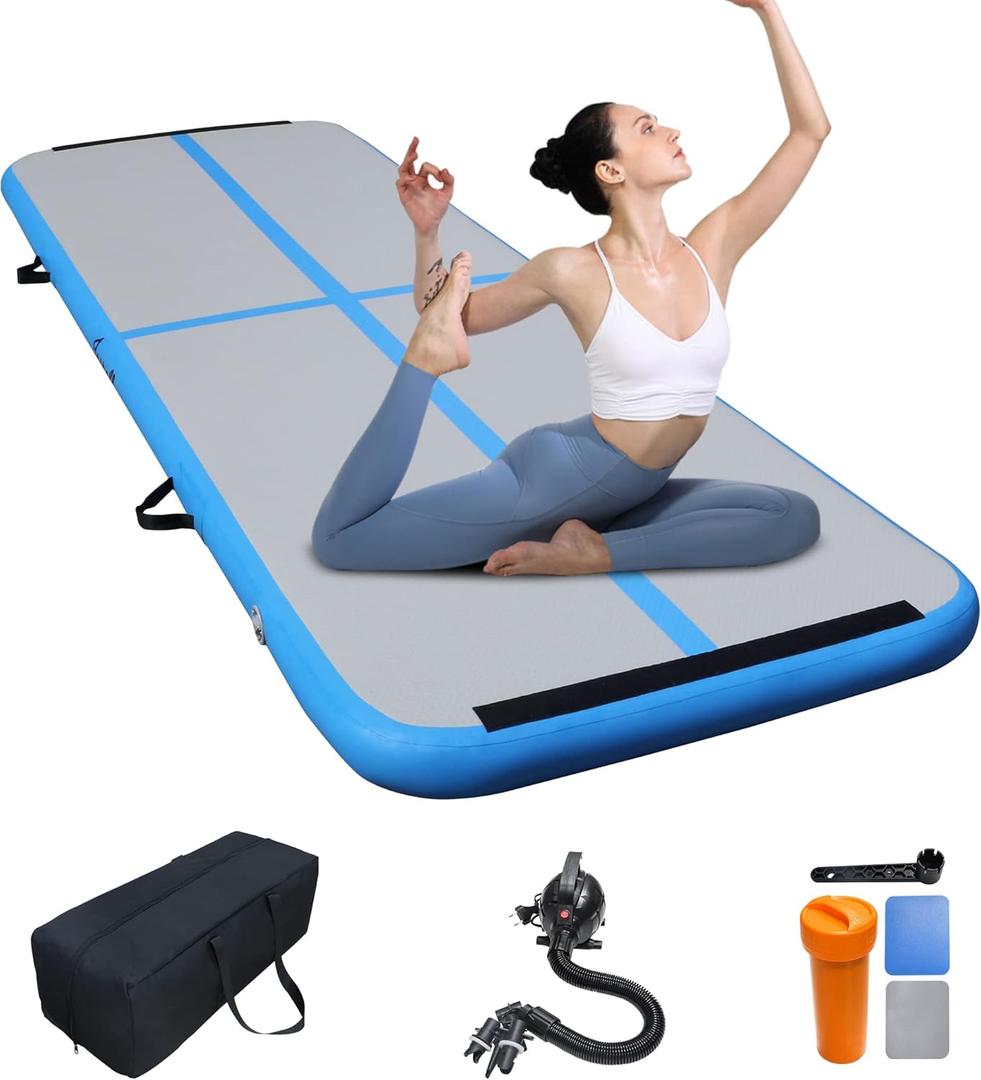 Air Tumbling Mat Tumble,10ft Inflatable Gymnastics Air Mat for Gymnastics Training/Home Use/Yoga/Water Gymnastics With Pump