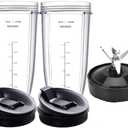 2 Packs Ninja Blender Cups & 7 Fins Ninja Blender Blade Replacement Compatible with Ninja Blender BN401 BN751 BN801 BL642 BL480-30 BL490-30 BL640 CT680 CT640C CT641 NN100 NN210 NN102 BL2012