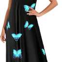 shengfan Plus Size Maxi Dresses Sundress for Women Loose Printed Adjustable African Beach Dress with Pockets (Black, M)
