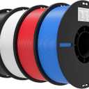 Creality 3D Printer Filament 1.75mm 4KG, PLA Filament Bulk +/- 0.02mm, 4 Pack 1kg Spool(2.2lbs) 3D Printing Filament Fits for Most FDM 3D Printers, Black White Blue Red