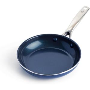 Blue Diamond 8" Nonstick Frying Pan Skillet, Diamond Infused PFAS & PTFE-Free Ceramic Pot, Dishwasher & Oven Safe, Stay Cool Handle, Durable Non Toxic Metal Utensil Safe, Egg & Omelet Pan, Blue