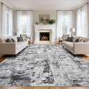 GarveeHome Large Area Rugs 9x12 for Living Room, Modern Abstract Washable Rug Soft Non Slip Floor Mat Carpet Indoor Thin Accent Rug for Bedroom Dining Room Playroom Nursery Home Decor (Dark Grey)