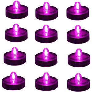 Zhiweikm Bright LED Battery Operated Flameless Tea Light, Submersible Tea Candle Waterproof Decorations Underwater Vase Light for Party & Wedding, Pack of 12, Pink