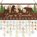 CHDITB 3D Days to Remember Birthday Calendar Wall Hanging(16x7), Woodland Bear Nursery Themed Family Birthday Reminder Tracker with Tags, Wooden DIY Gifts for Mother Grandma Friends Family