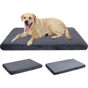 EMPSIGN Stylish Dog Bed Mat Dog Crate Pad Mattress Reversible (Cool & Warm), Water Proof Linings, Removable Machine Washable Cover, Firm Support Dogs, Grey,XL(41'*28'*3')