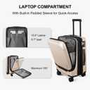 LEVEL8 Grace Carry on Luggage with Front Compartment, 20 Inch Expandable Hardside Suitcases with Wheels, Abs+Pc Harshell Spinner Luggages with Tsa Lock, Travel Bag for Women Men, Champagne, 20 Inch - Ext