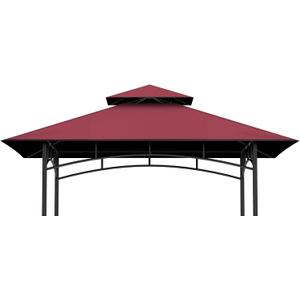 Grill Gazebo Replacement Top, 5 * 8 Outdoor BBQ Top Cover, Double Layer BBQ Gazebo Top Canopy for Model #L-GG001PST-F (Burgundy)