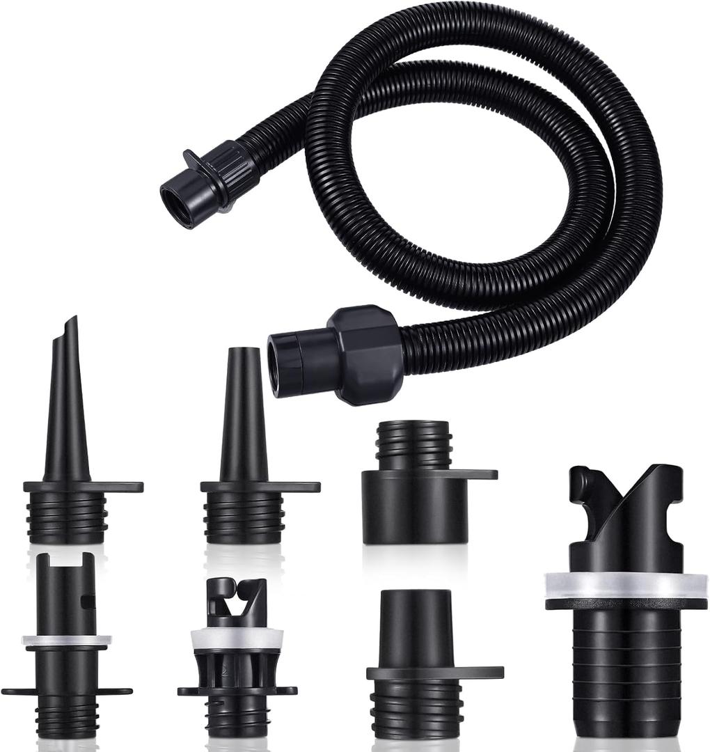 Therwen 8 Pcs Air Hose Kit Includes Air Pump Hose 7 Nozzles Adaptor Stand up Paddleboard Accessories Paddle Board Replacement Parts Compatible with SUP Electric Air Pump/HT-781/ HT782/ HT790/ HT-792