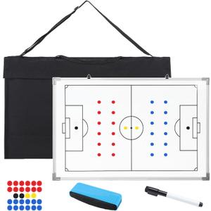 Lincia 35" x 24" Magnetic Soccer Coaching Whiteboard Large Double Sided Sport Coach Whiteboard Equipped with Magnetic Marker, Pen, Eraser and Carry Bag Soccer Football Tactical Presentation Clipboard
